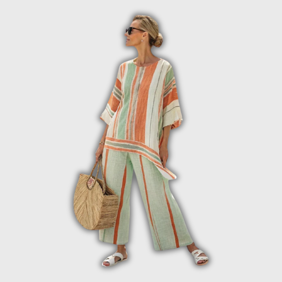 Natalia | Elegant Linen Set with Assimetric Blouse