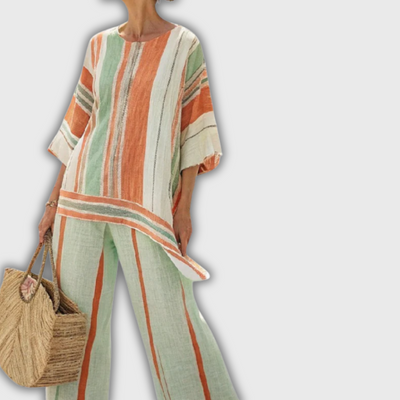 Natalia | Elegant Linen Set with Assimetric Blouse