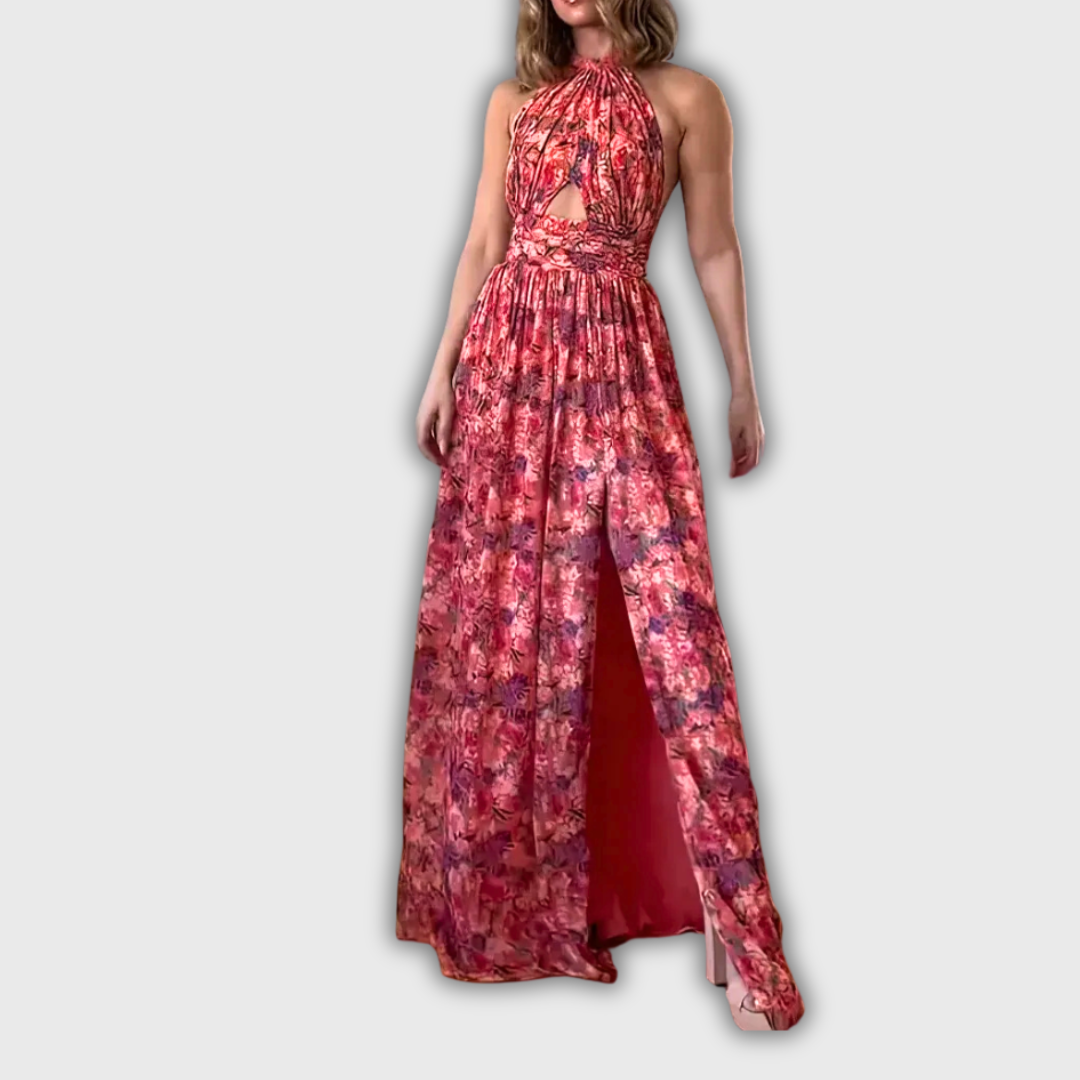Isa Luna | Maxi Dress with Floral Print and Open Back