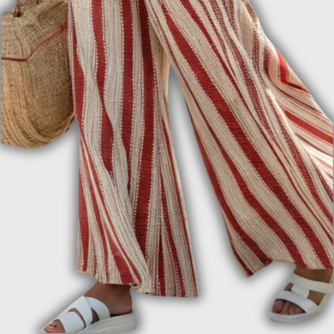 Belle | Linen Set with Red Stripes