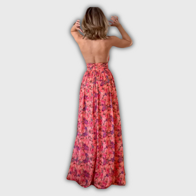 Isa Luna | Maxi Dress with Floral Print and Open Back