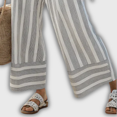 Lara | Line Set with Asymmetric Blouse and Striped Pants