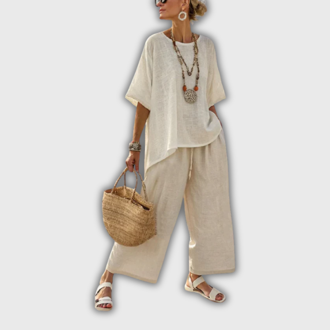 Claire | Beige Linen Set