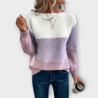 Clara – Elegant Tri-Color Patchwork Sweater