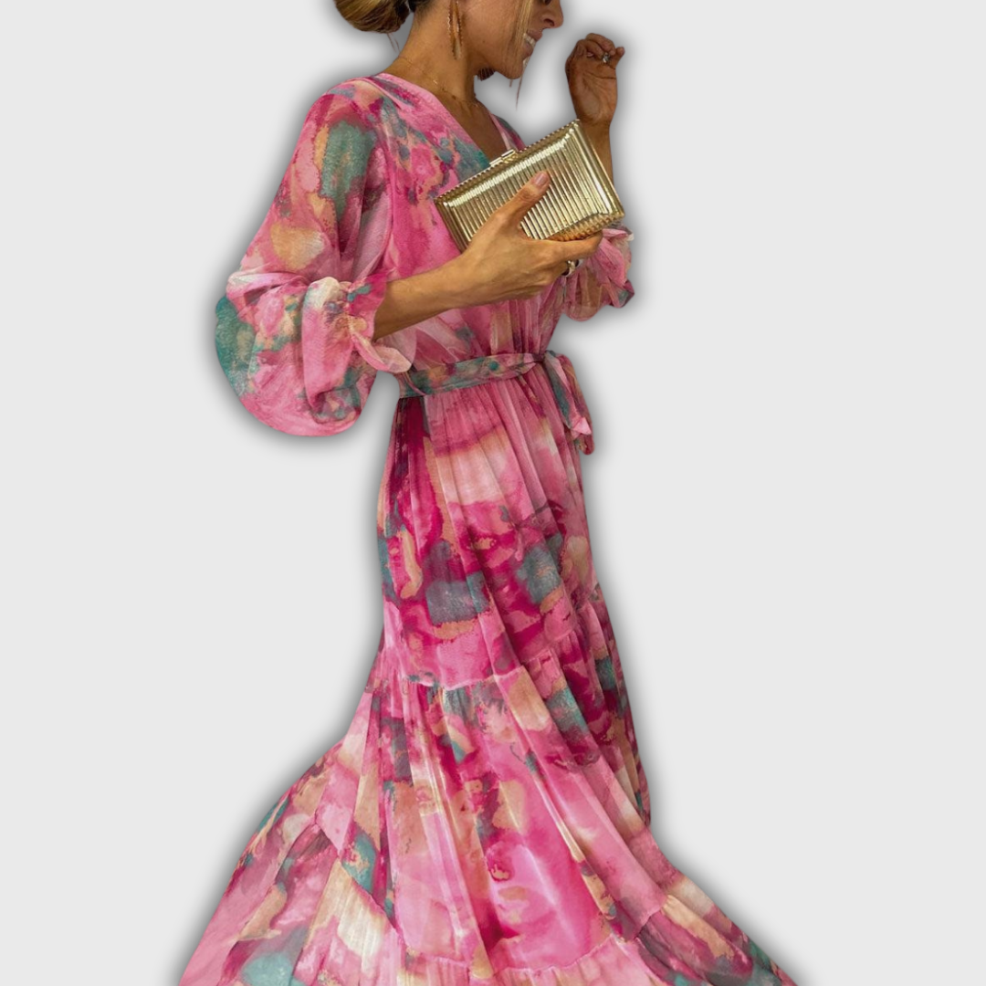 Amber | Floral Print Maxi Dress with Wrap Design