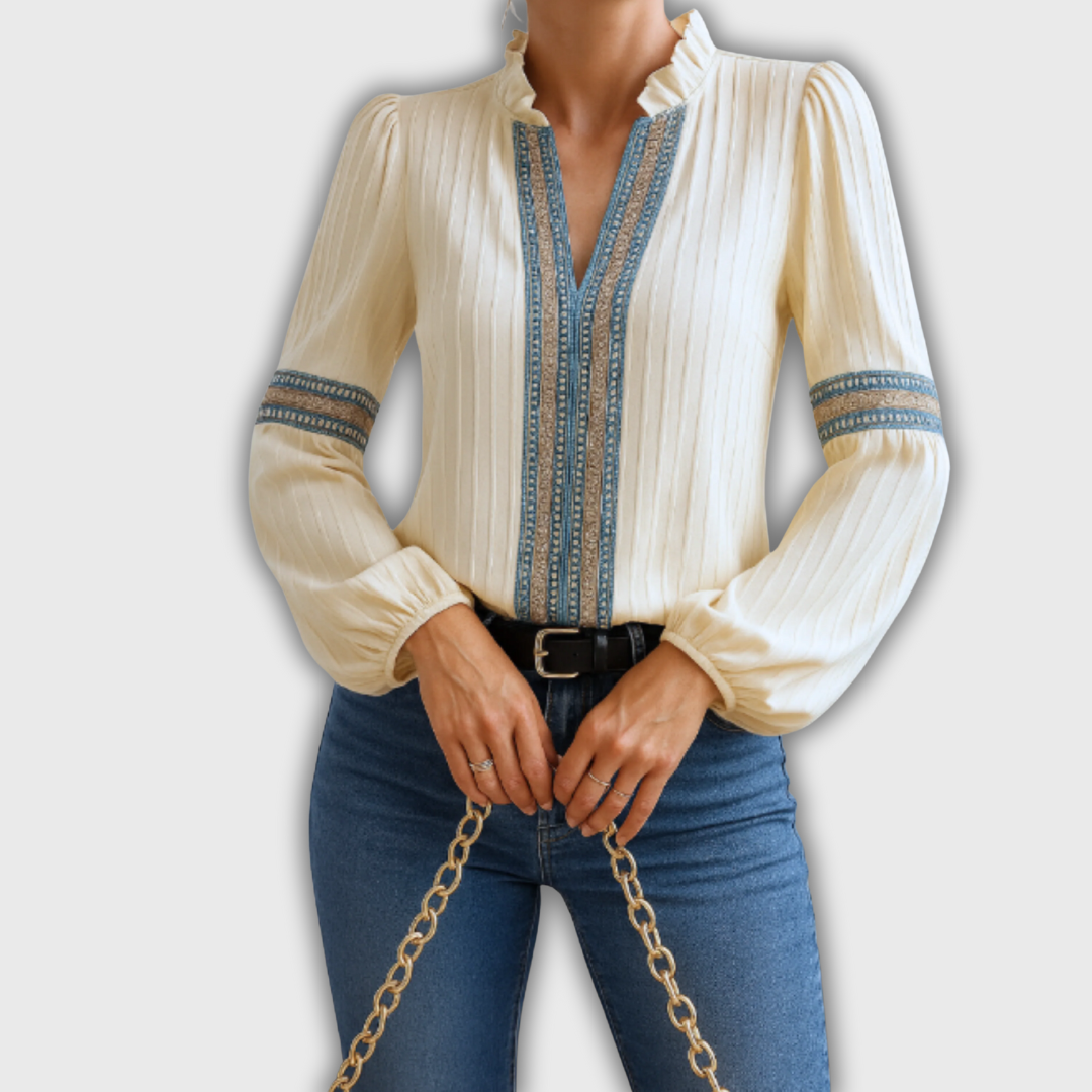 Valerie | Vintage V-Neck Blouse