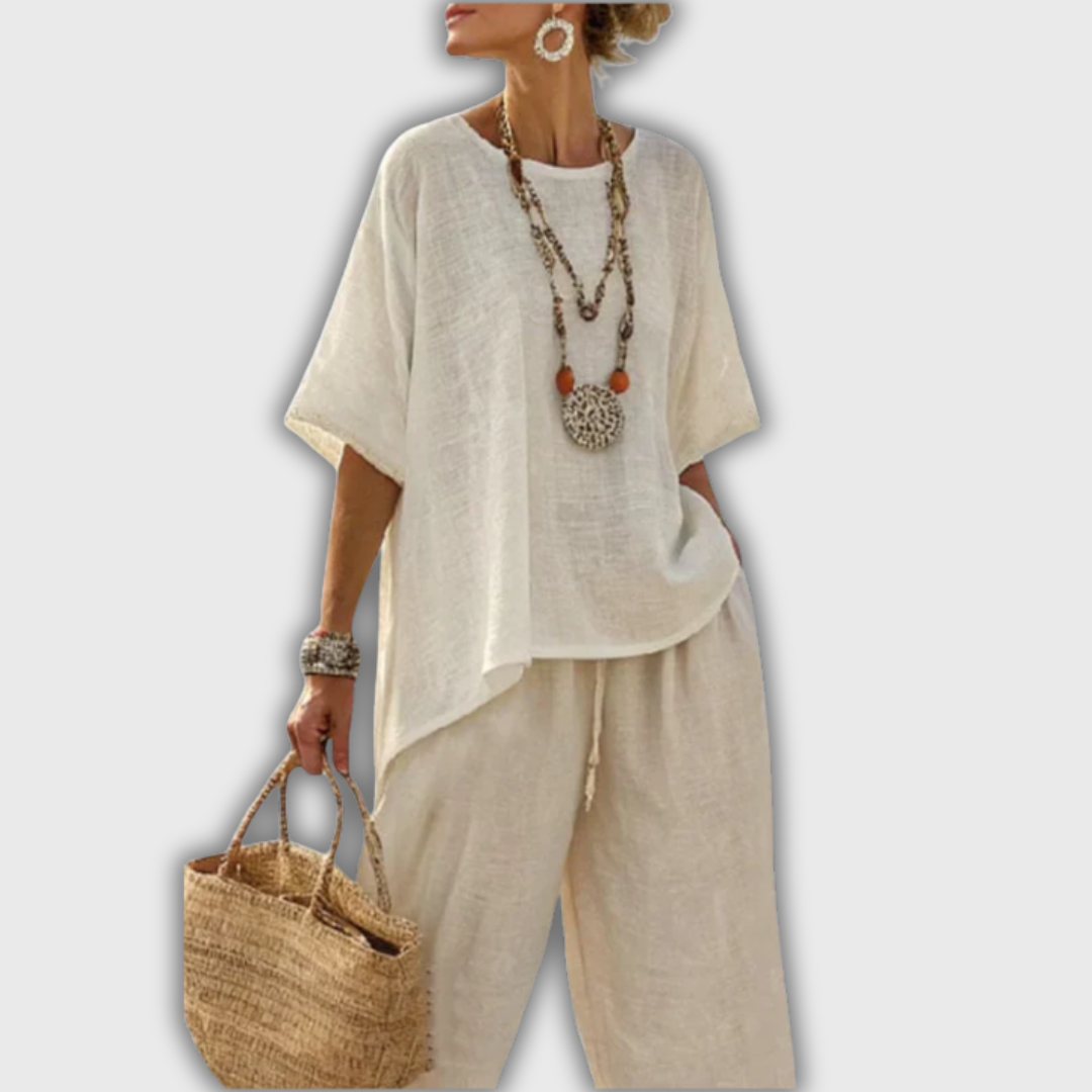 Claire | Beige Linen Set