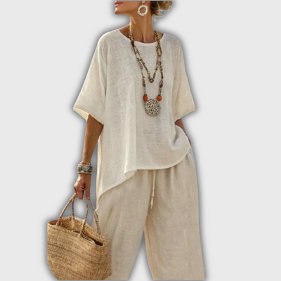 Claire | Beige Linen Set