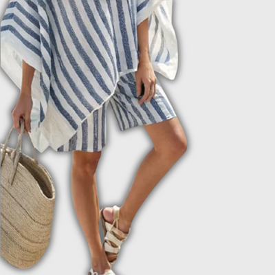 Nancy | Navy Linen Set with Shorts
