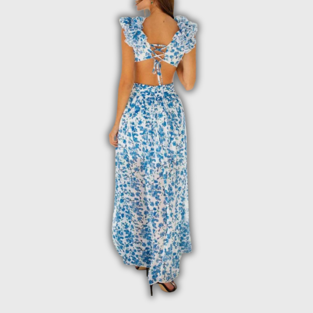 Isadora | Maxi Dress with Ruffled Hems and Cut-Outs