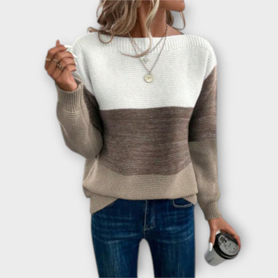 Clara – Elegant Tri-Color Patchwork Sweater