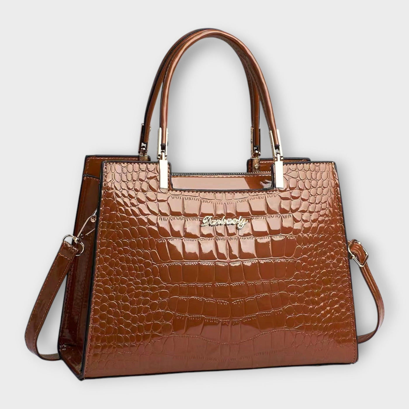 Tessa - Glossy Crocodile Leather Pattern Handbag