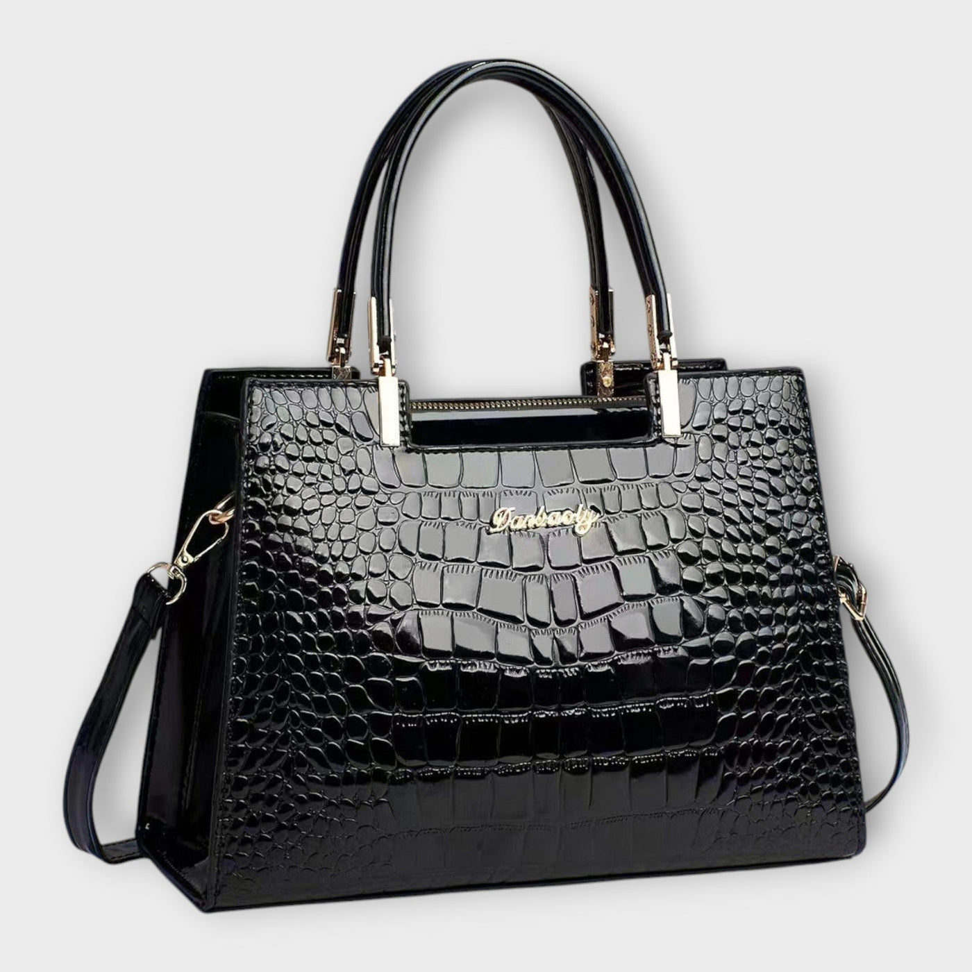 Tessa - Glossy Crocodile Leather Pattern Handbag