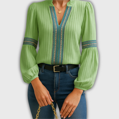 Valerie | Vintage V-Neck Blouse