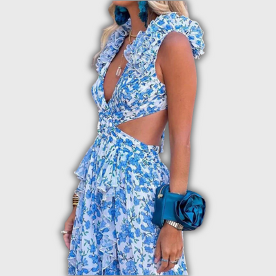 Isadora | Maxi Dress with Ruffled Hems and Cut-Outs