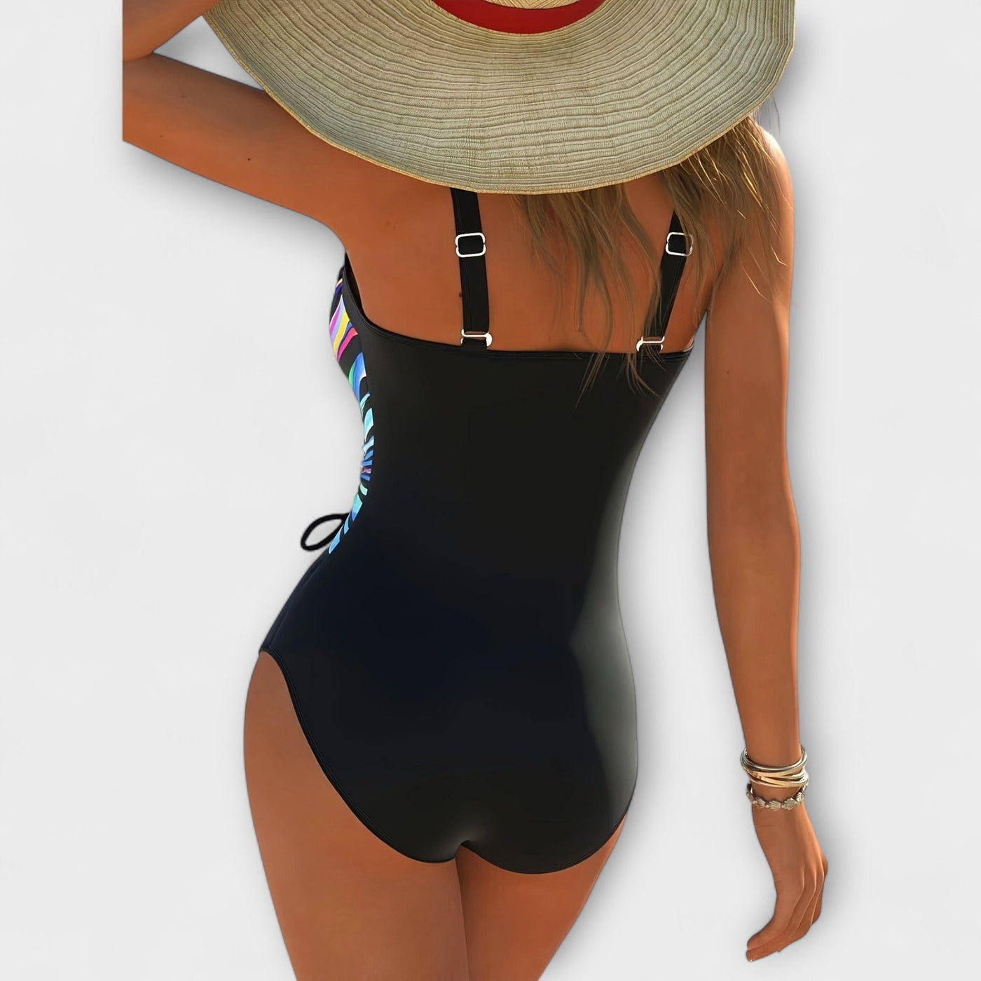 Fashionable, High-Elastane Swimsuit with Crossed Front Detail