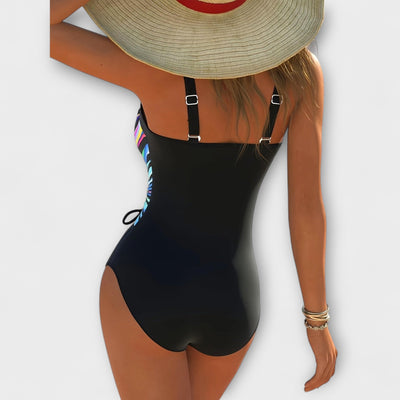 Fashionable, High-Elastane Swimsuit with Crossed Front Detail