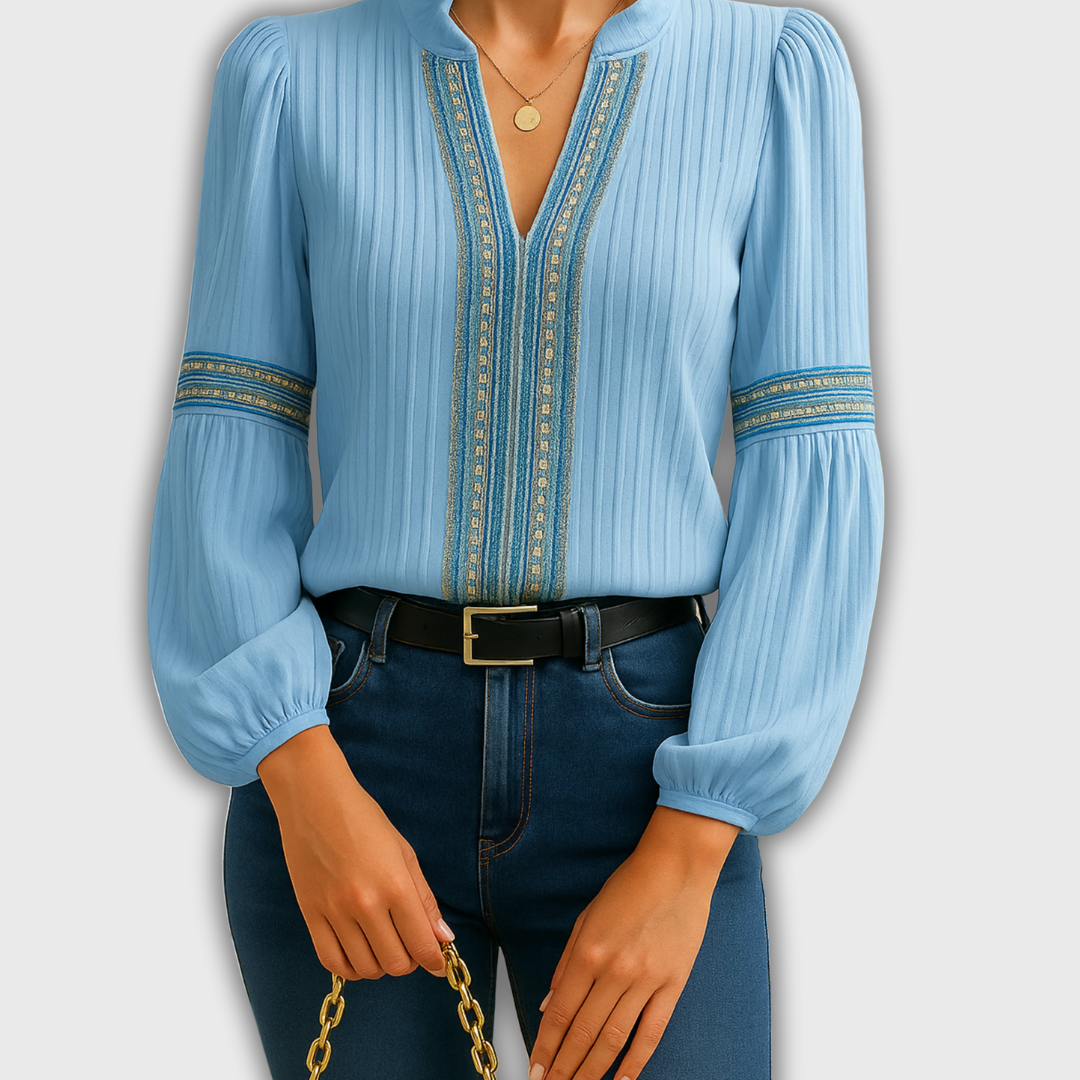 Valerie | Vintage V-Neck Blouse
