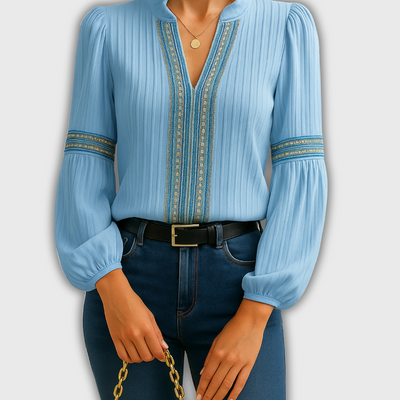 Valerie | Vintage V-Neck Blouse