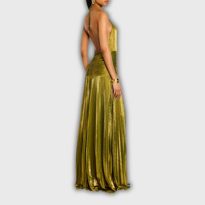 Lorette | Metallic Open-Back Dress