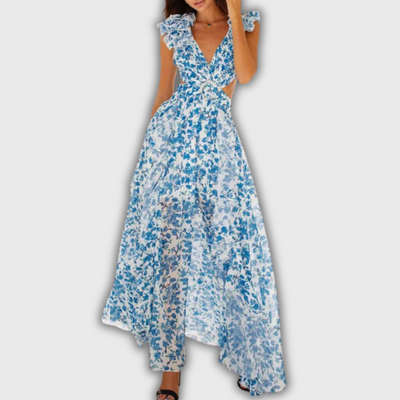 Isadora | Maxi Dress with Ruffled Hems and Cut-Outs