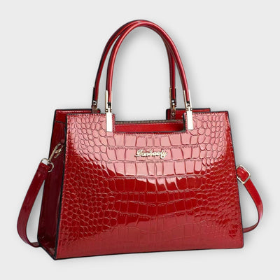 Tessa - Glossy Crocodile Leather Pattern Handbag