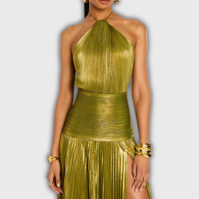 Lorette | Metallic Open-Back Dress