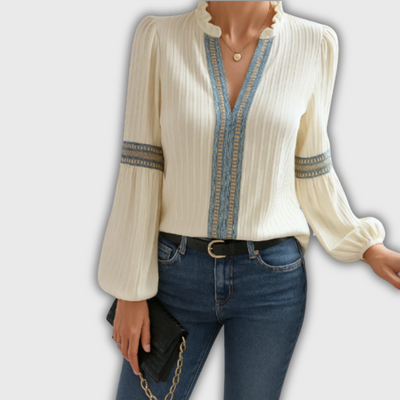 Valerie | Vintage V-Neck Blouse
