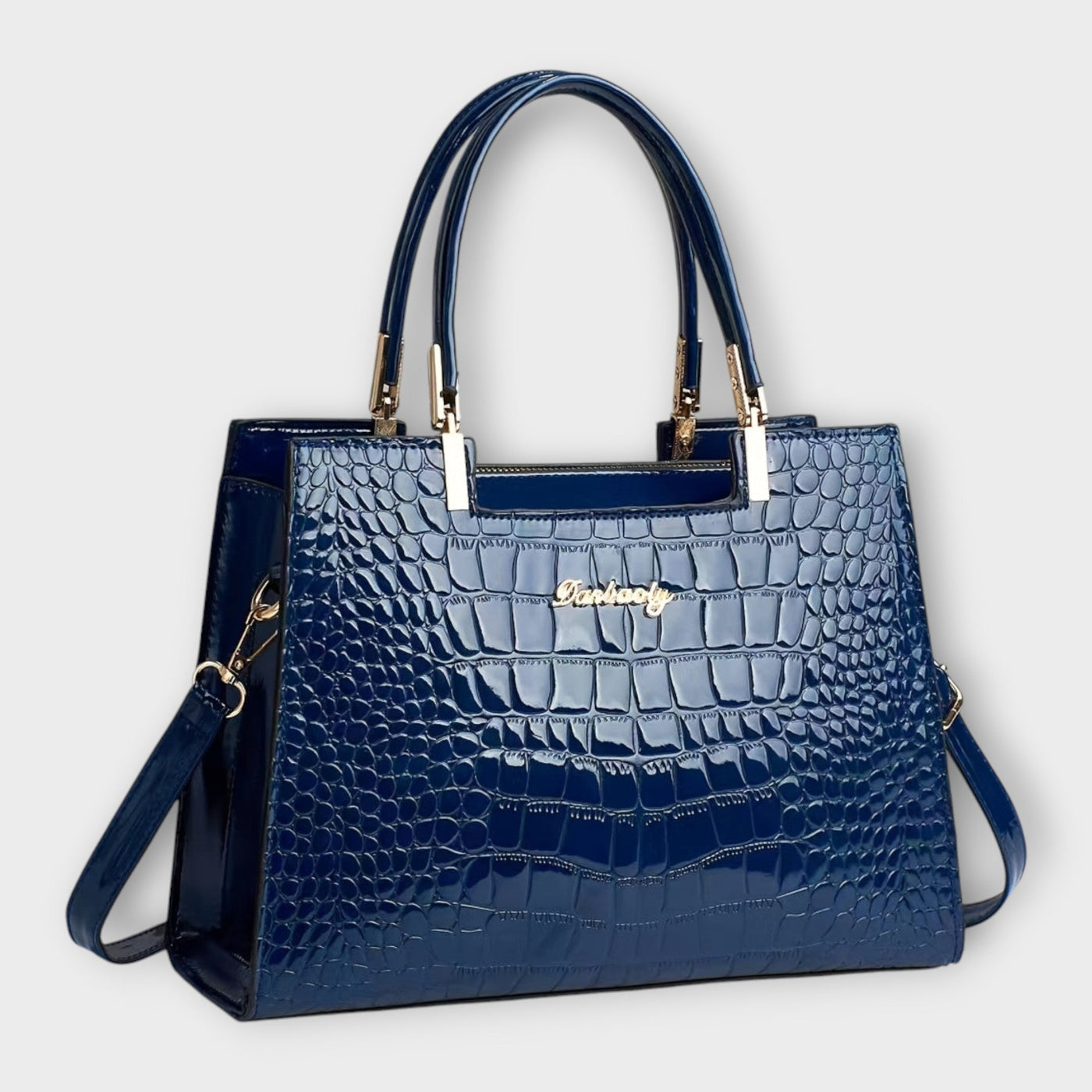 Tessa - Glossy Crocodile Leather Pattern Handbag