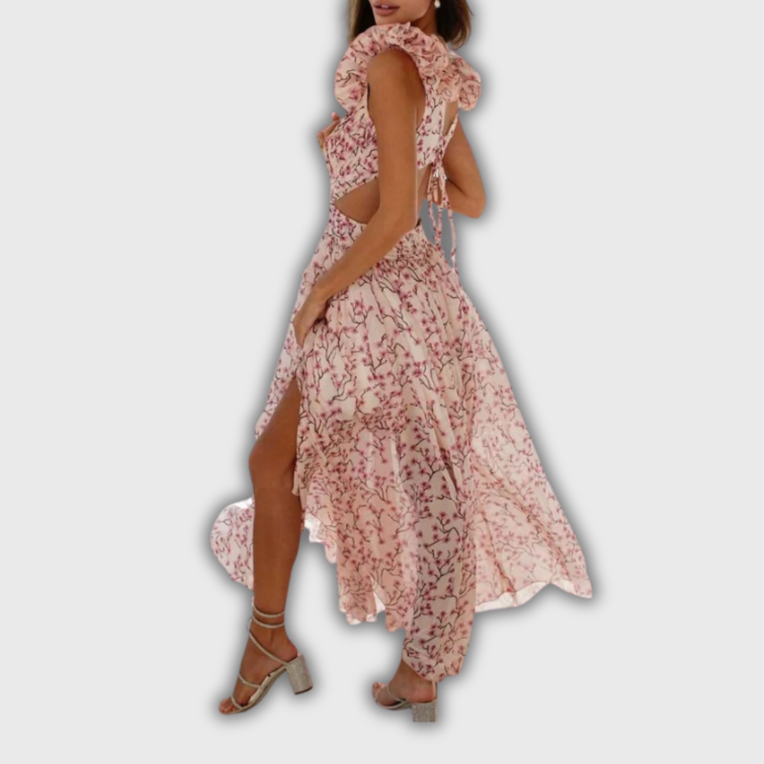 Isadora | Maxi Dress with Ruffled Hems and Cut-Outs