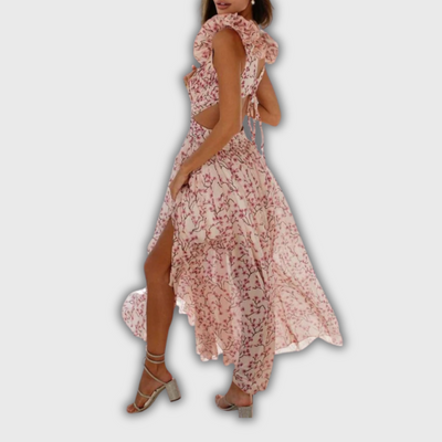 Isadora | Maxi Dress with Ruffled Hems and Cut-Outs