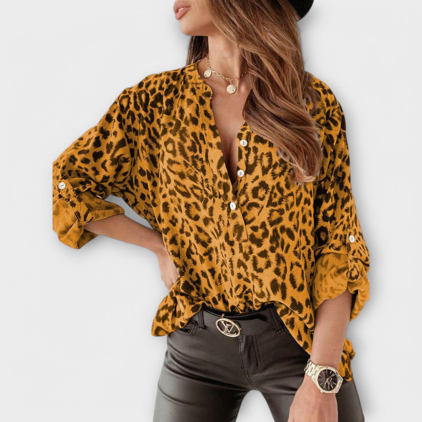 Fashionable Leopard Print Blouse