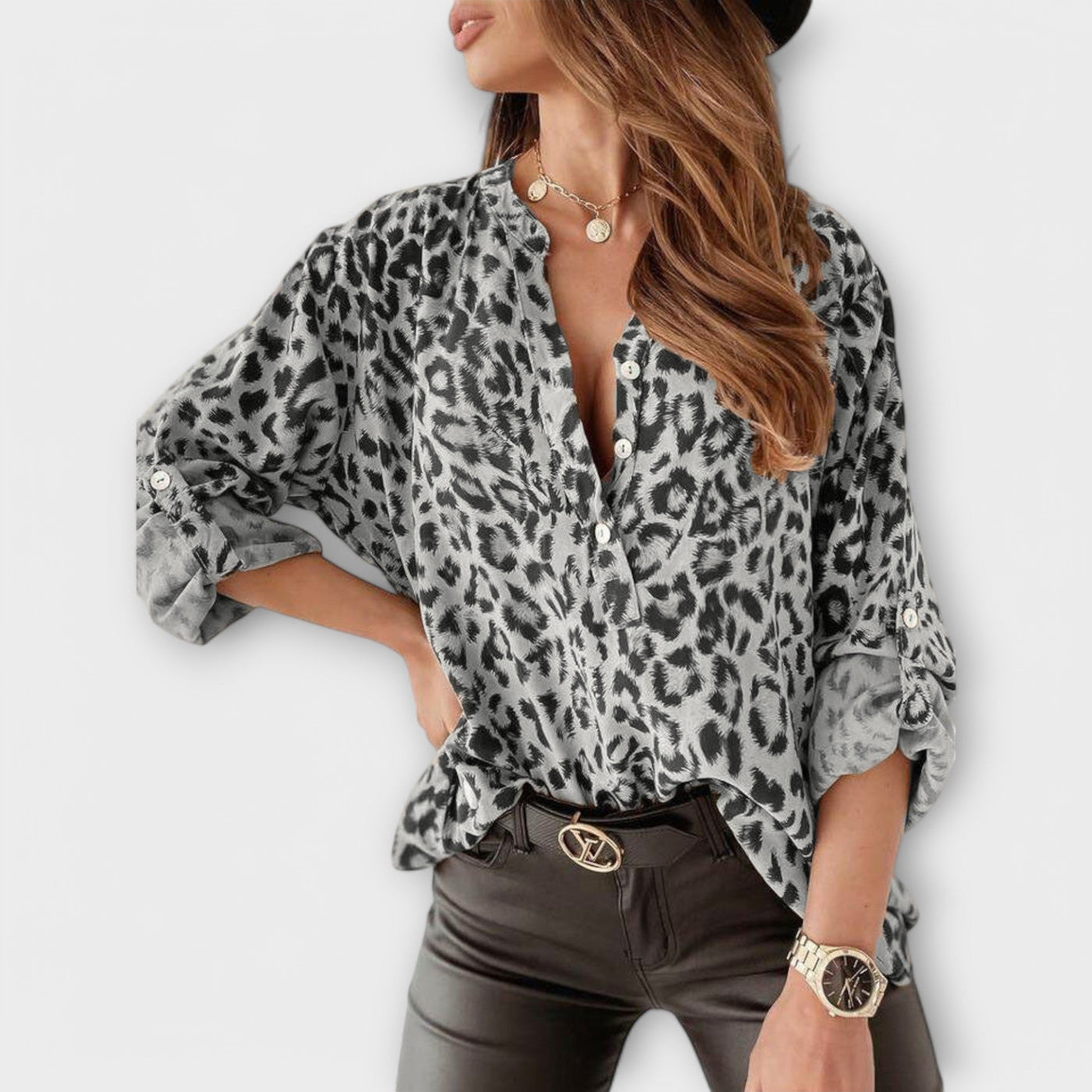 Fashionable Leopard Print Blouse