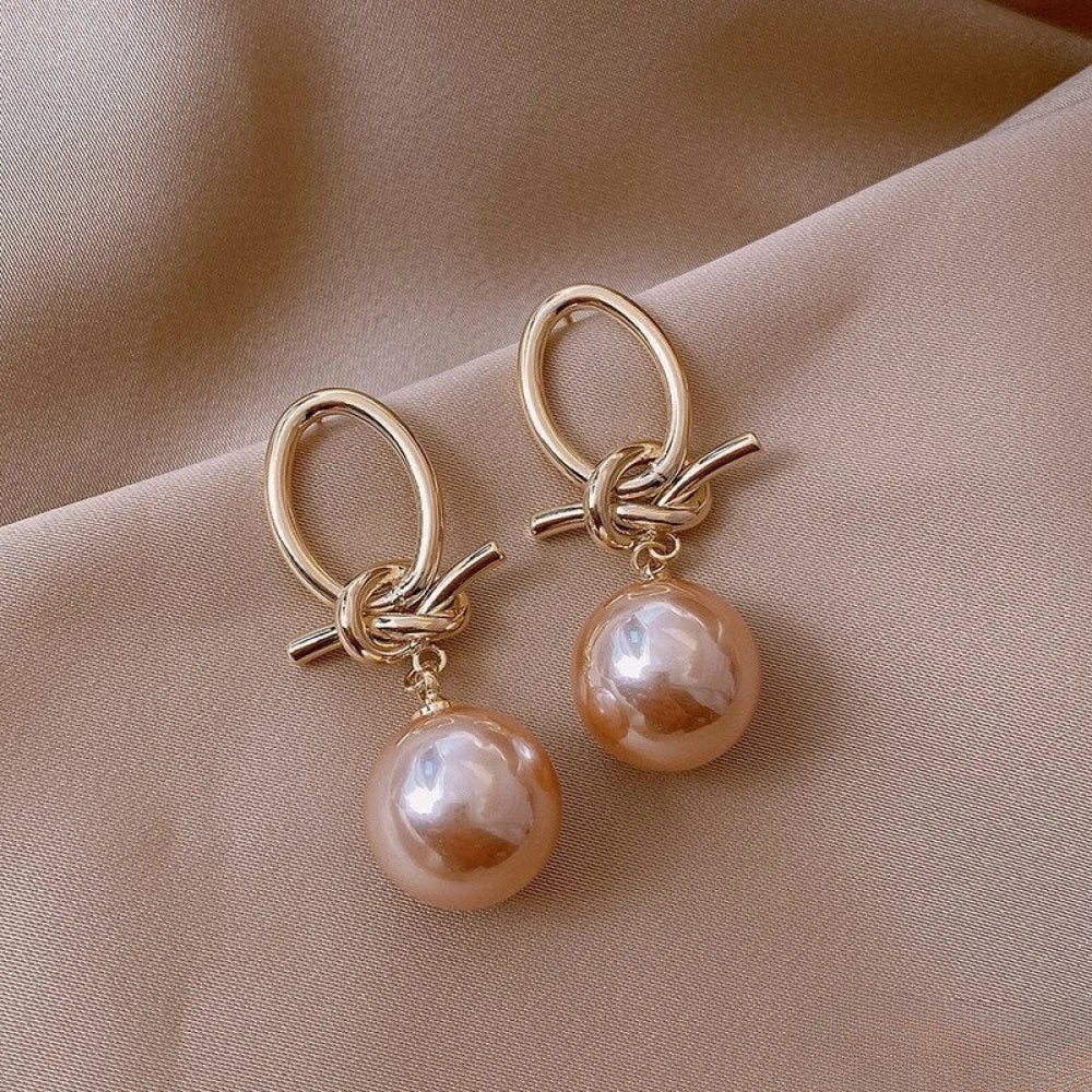 Earrings with Golden Pearl Hoop