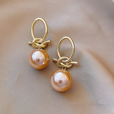 Earrings with Golden Pearl Hoop