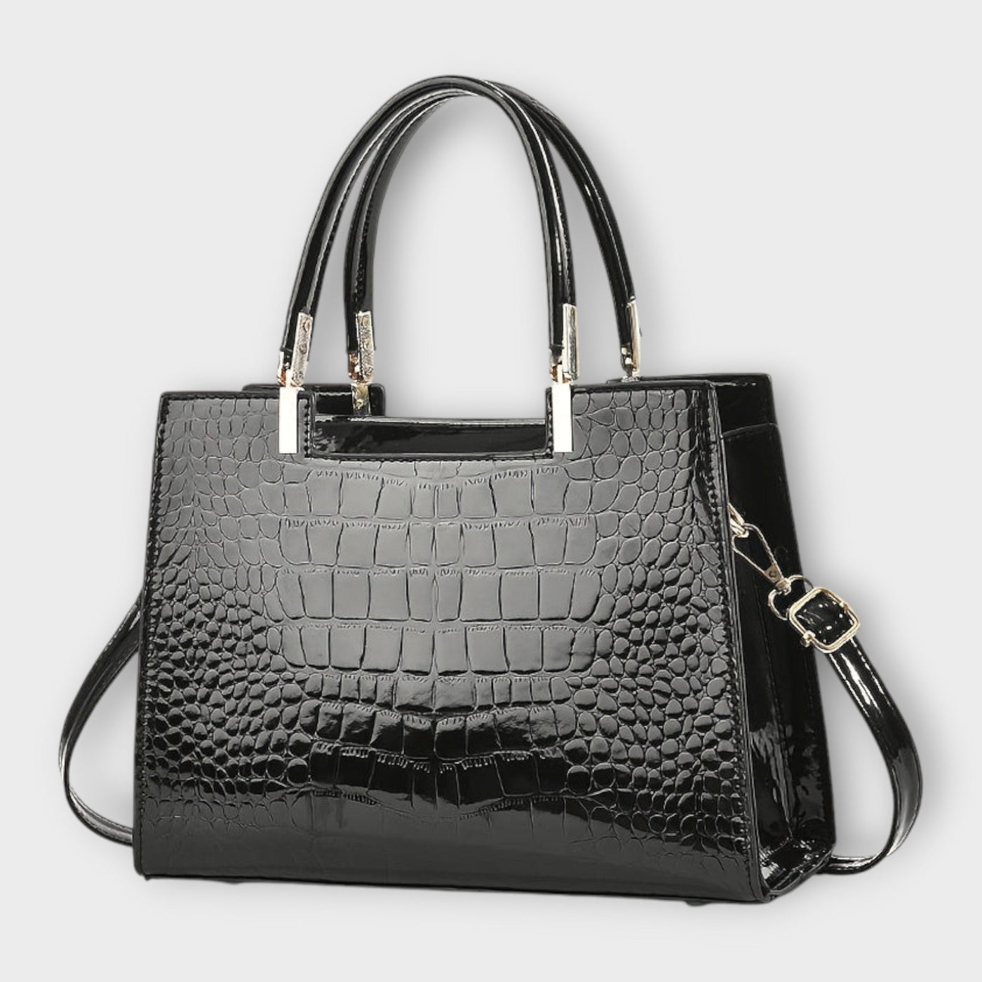 Tessa - Glossy Crocodile Leather Pattern Handbag