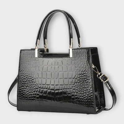 Tessa - Glossy Crocodile Leather Pattern Handbag