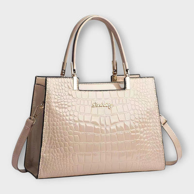 Tessa - Glossy Crocodile Leather Pattern Handbag