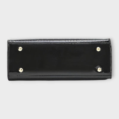 Tessa - Glossy Crocodile Leather Pattern Handbag