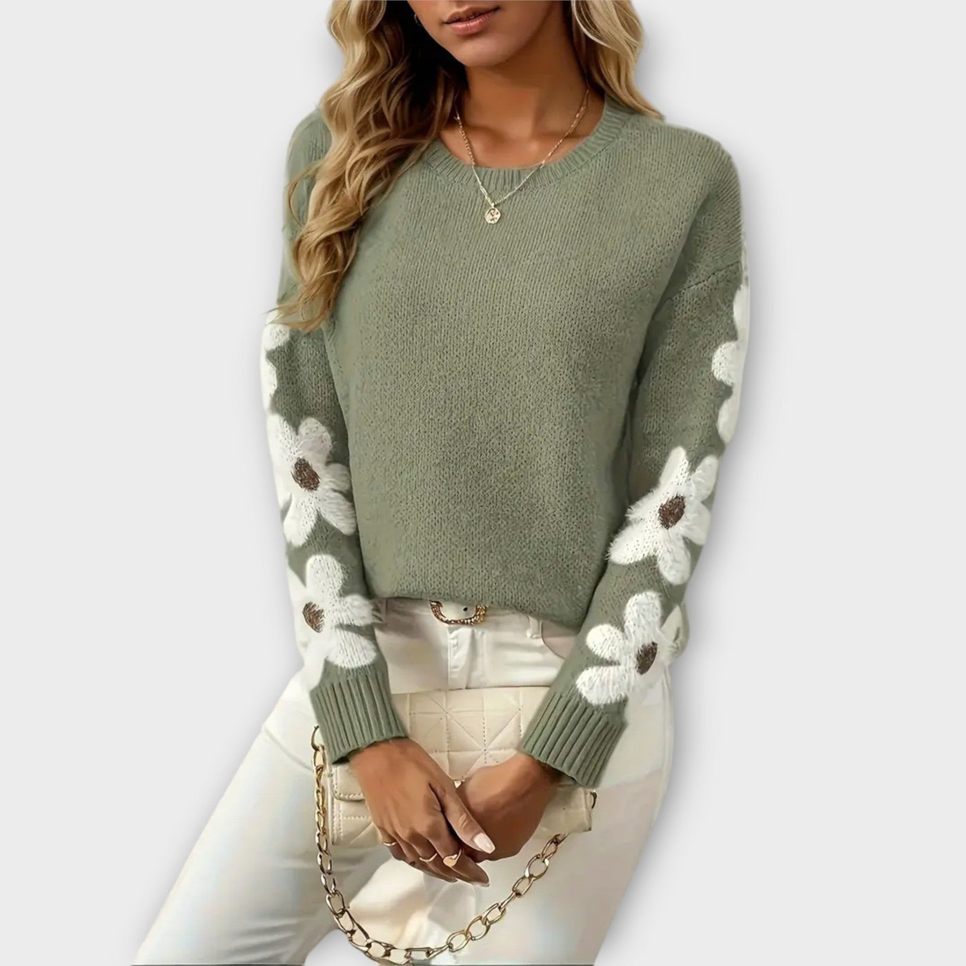 Silke – Soft Knitted Sweater with Floral Print
